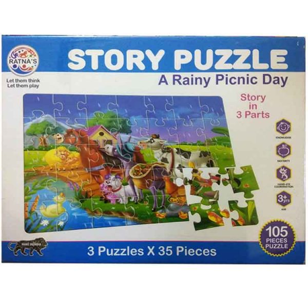 Story puzzle a rainy picnic day